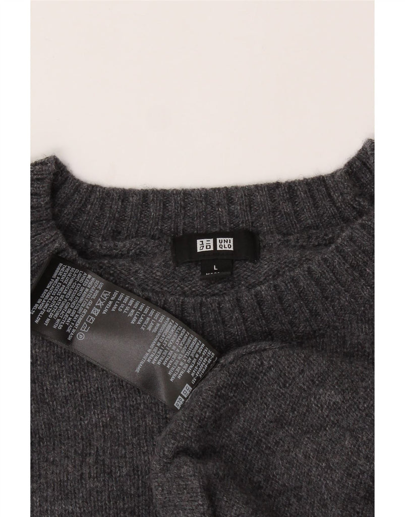 UNIQLO Mens Crew Neck Jumper Sweater Large Grey Wool Vintage Uniqlo and Second-Hand Uniqlo from Messina Hembry 