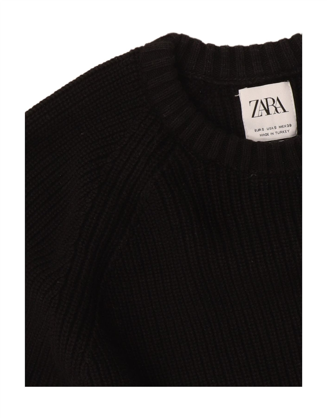 Zara Womens Oversized Crew Neck Jumper Sweater UK 10 Small Black