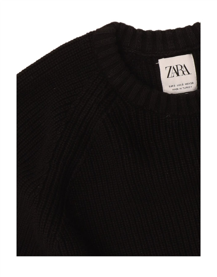 Zara Womens Oversized Crew Neck Jumper Sweater UK 10 Small Black