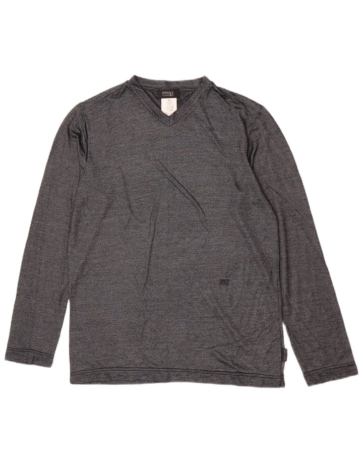 Versace Mens Top Long Sleeve Small Grey Flecked Viscose