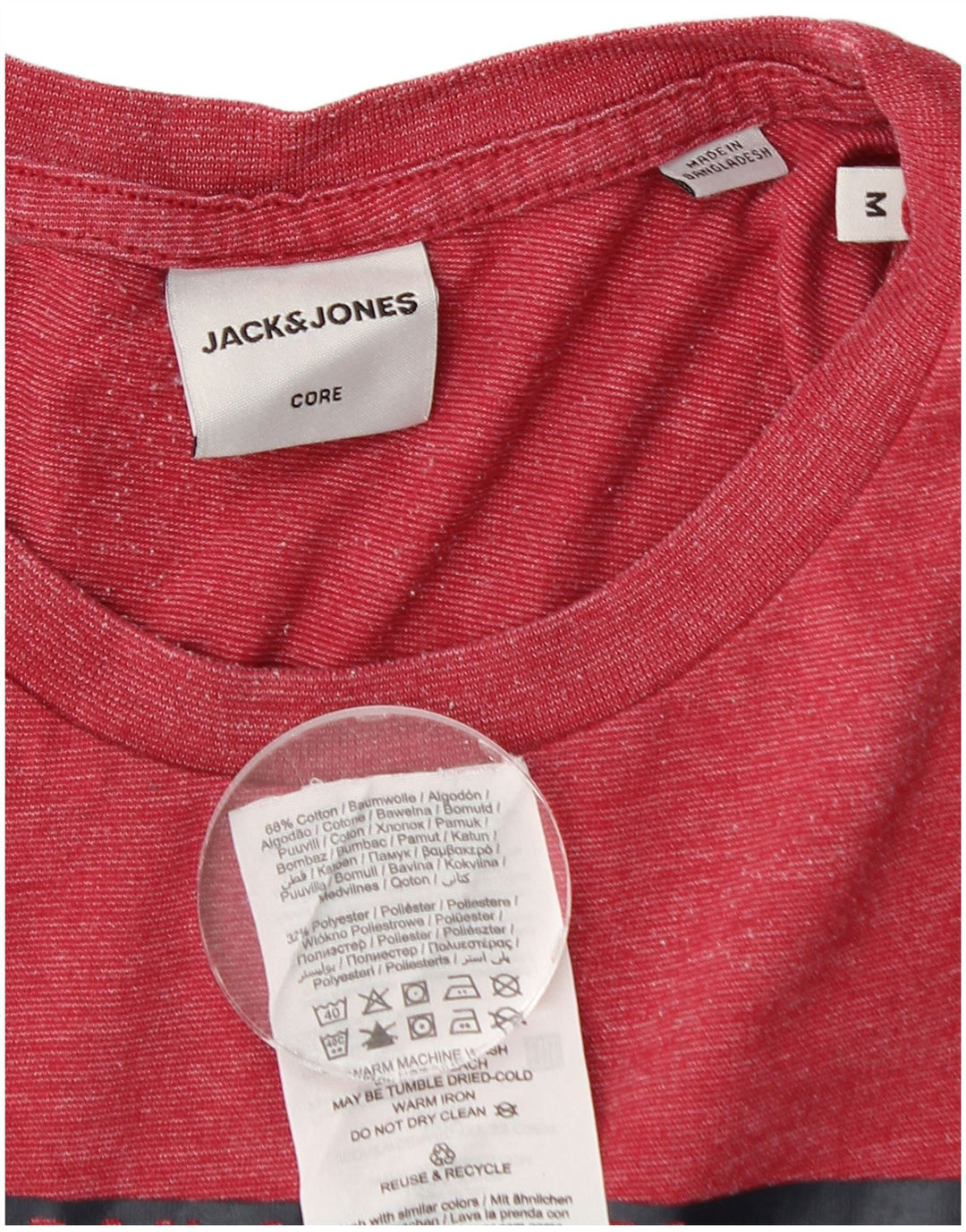 Jack & Jones Mens Graphic T-Shirt Top Medium Red Flecked Cotton