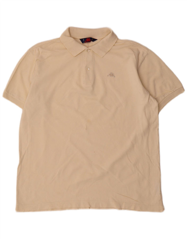 Kappa Mens Polo Shirt Large Off White Cotton