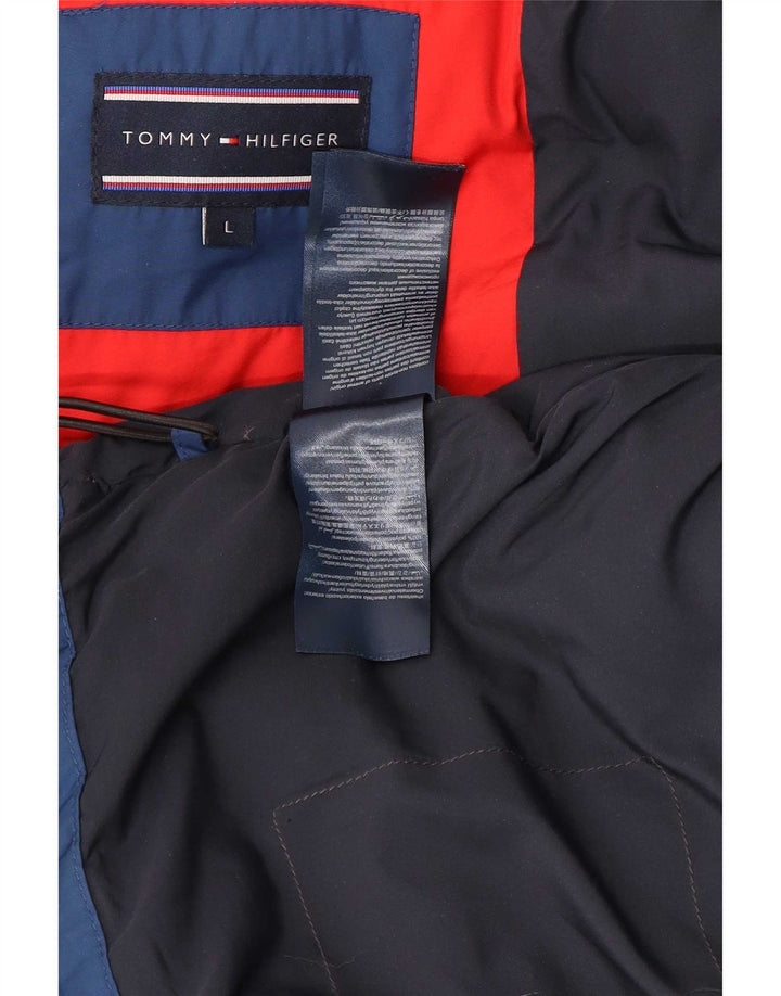 Tommy Hilfiger Mens Hooded Padded Jacket UK 40 Large Blue Polyester