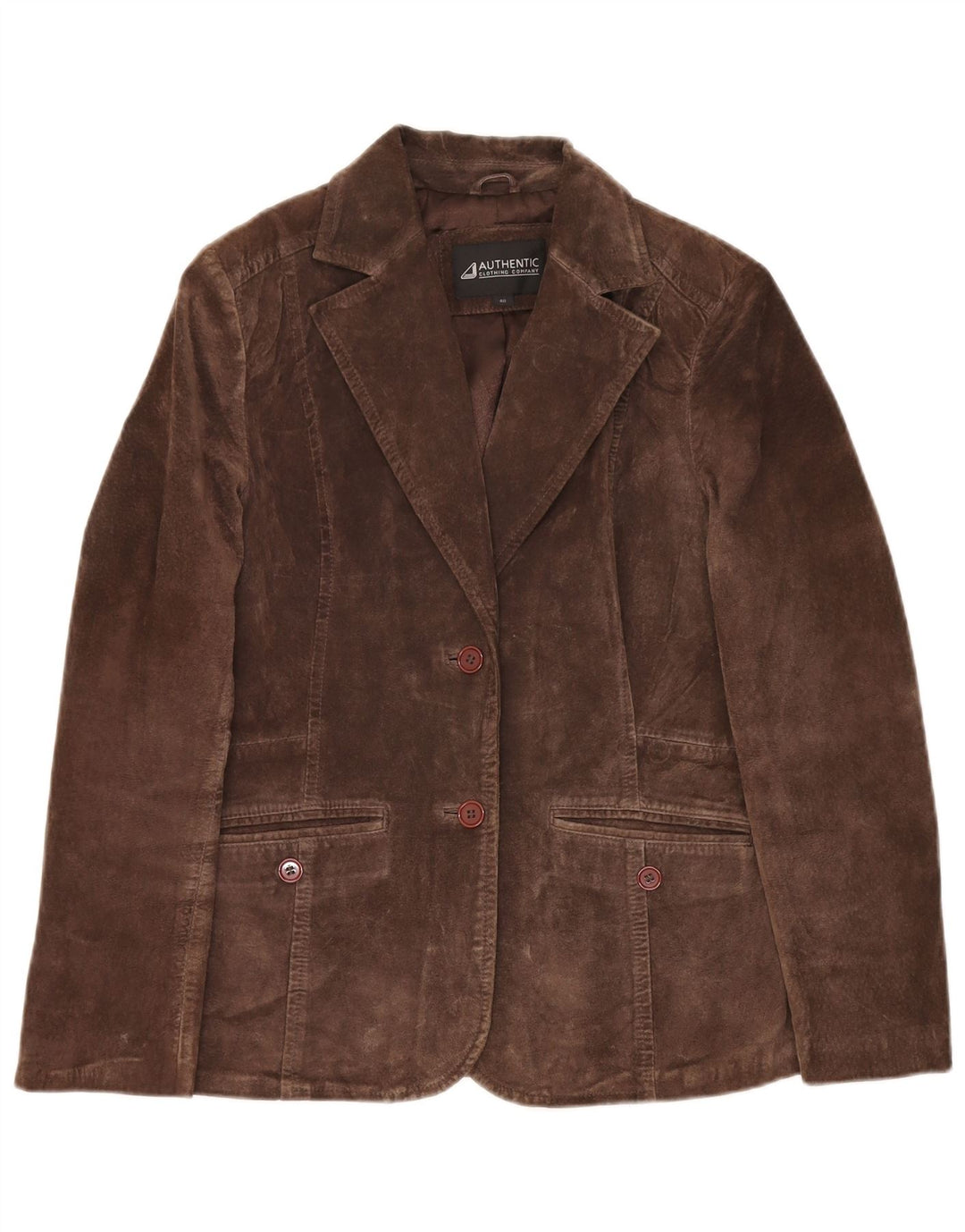 Authentic Womens 2 Button Suede Blazer Jacket IT 40 Small Brown Leather