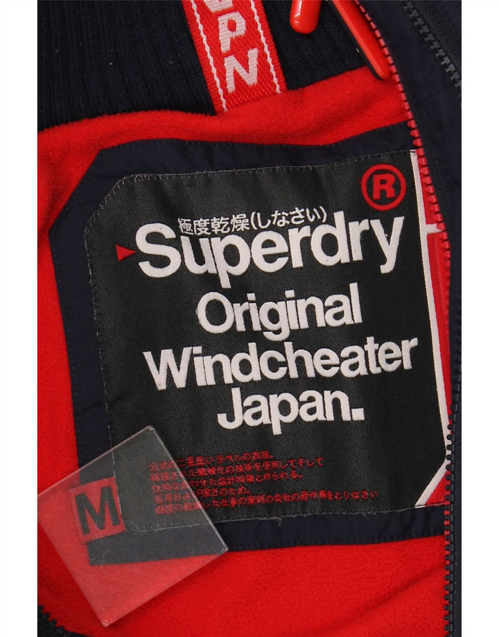 SUPERDRY Mens Windcheater Hooded Windbreaker Jacket UK 38 Medium Navy Blue