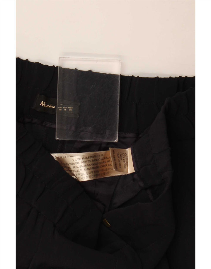 Massimo Dutti Womens Cropped Trousers EU 40 Medium W30 L25 Black Viscose