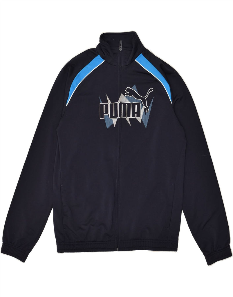 PUMA Boys Graphic Tracksuit Top Jacket 15-16 Years  Navy Blue Polyester | Vintage Puma | Thrift | Second-Hand Puma | Used Clothing | Messina Hembry 