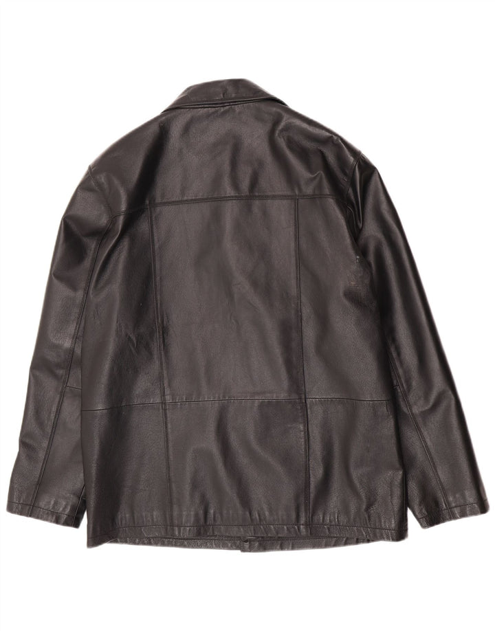 Vintage Mens Leather Jacket IT 52 XL Black Leather