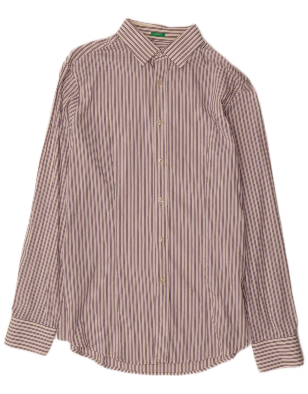 BENETTON Mens Shirt 2XL Purple Striped Cotton