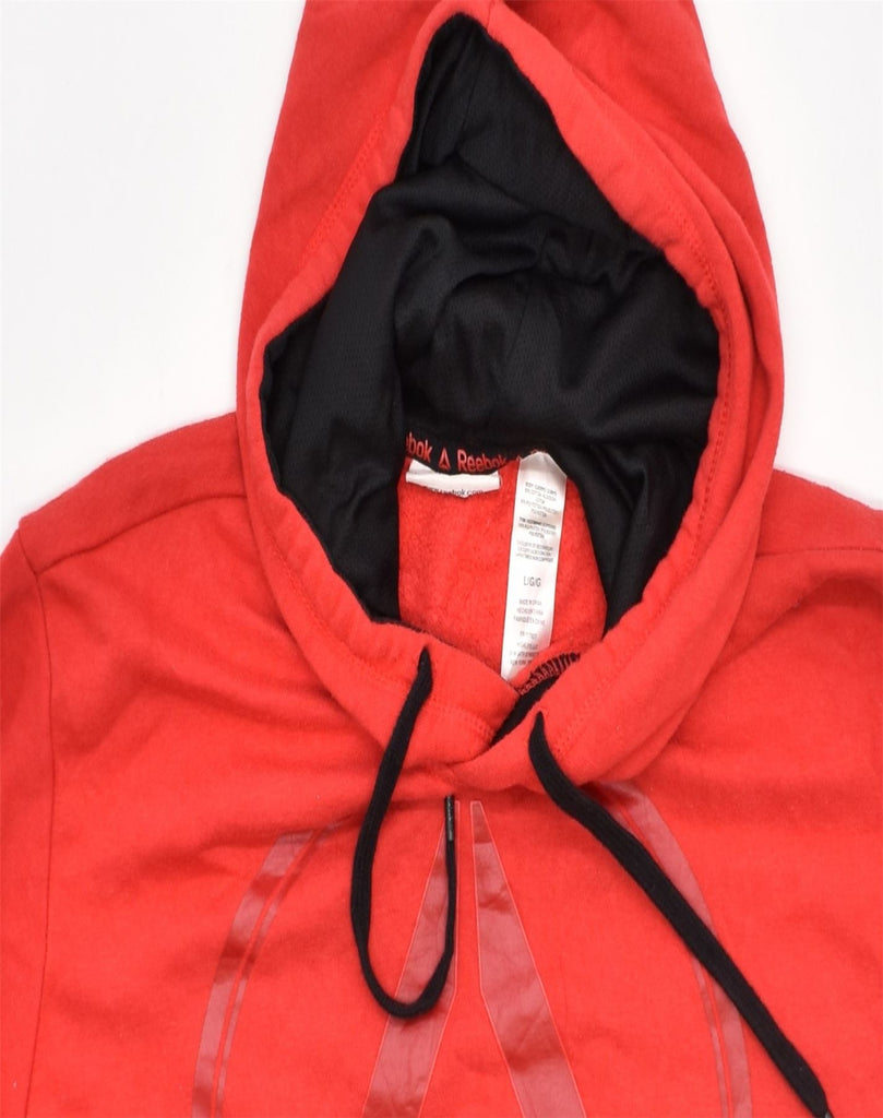 REEBOK Mens Graphic Hoodie Jumper Large Red | Vintage | Thrift | Second-Hand | Used Clothing | Messina Hembry 