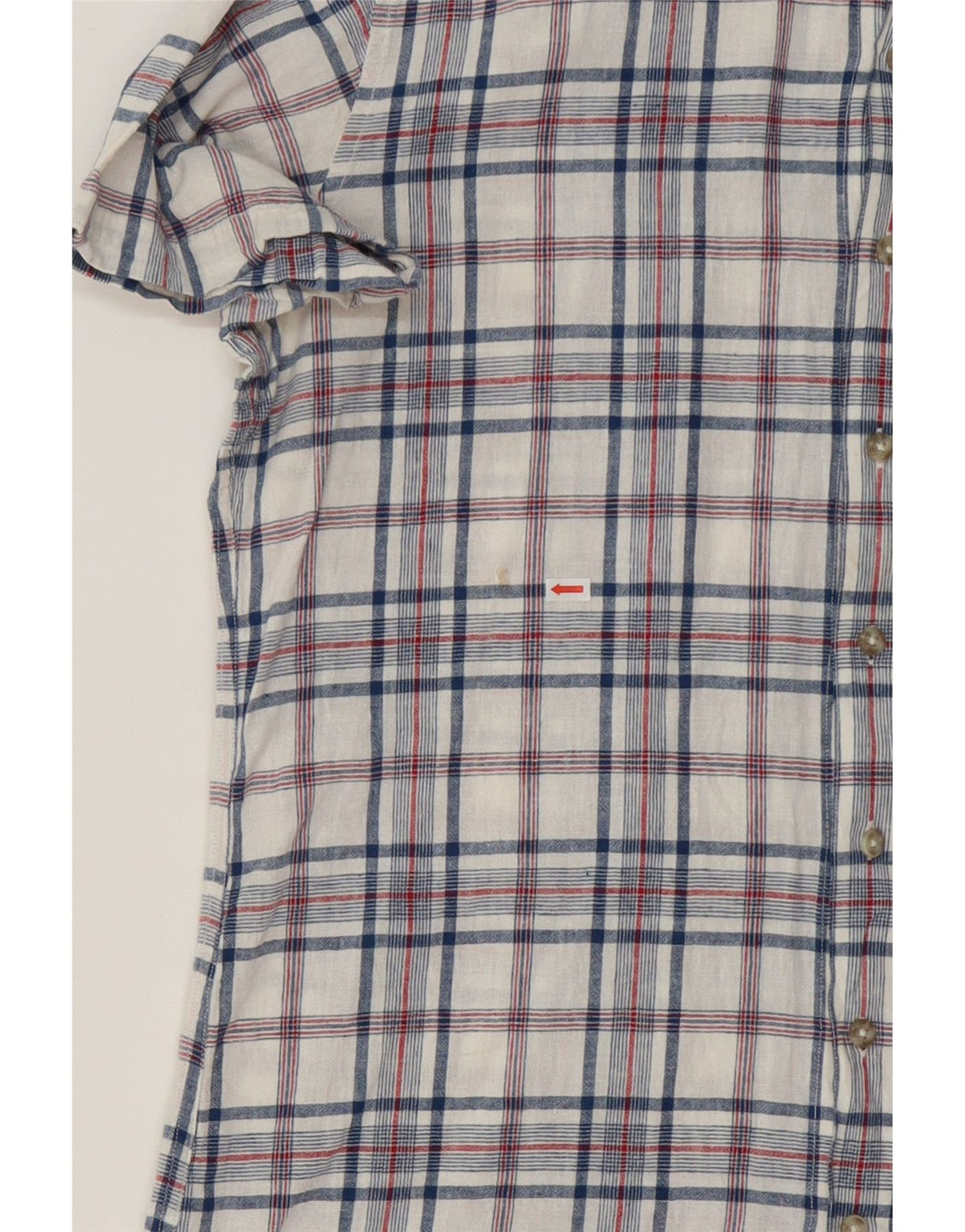 EDDIE BAUER Mens Short Sleeve Shirt Large White Check Linen Vintage Eddie Bauer and Second-Hand Eddie Bauer from Messina Hembry 