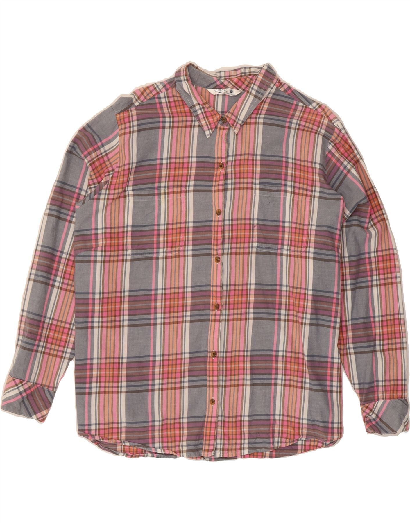LEE Womens Loose Fit Shirt UK 22 3XL Pink Check Cotton Vintage
