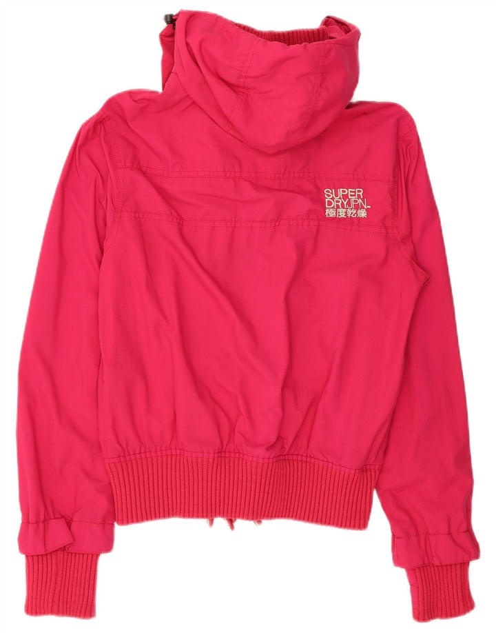 Superdry Womens Graphic Hooded Windbreaker Jacket UK 16 Large Pink Nylon
