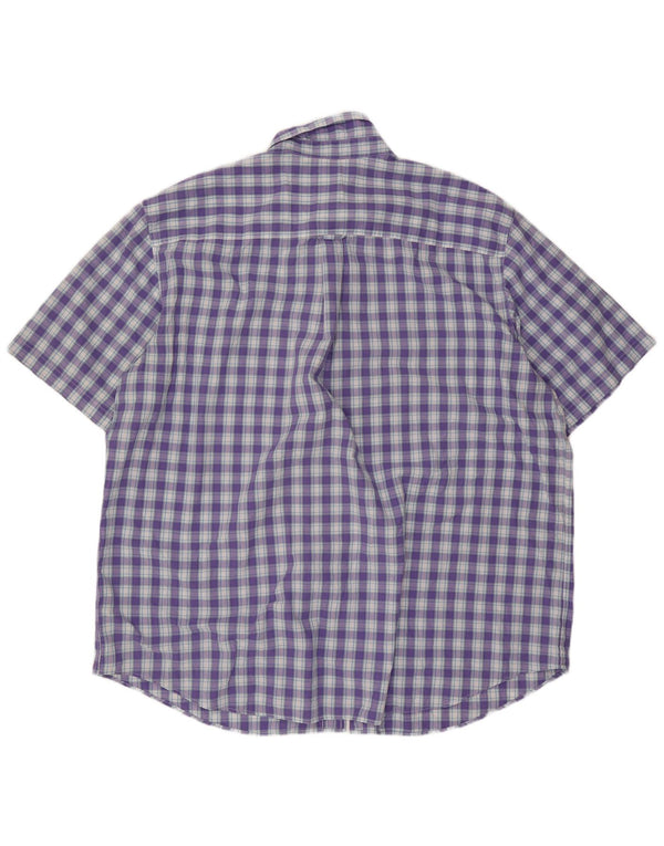 Chaps Mens Tall Short Sleeve Shirt 3XL Purple Check Cotton