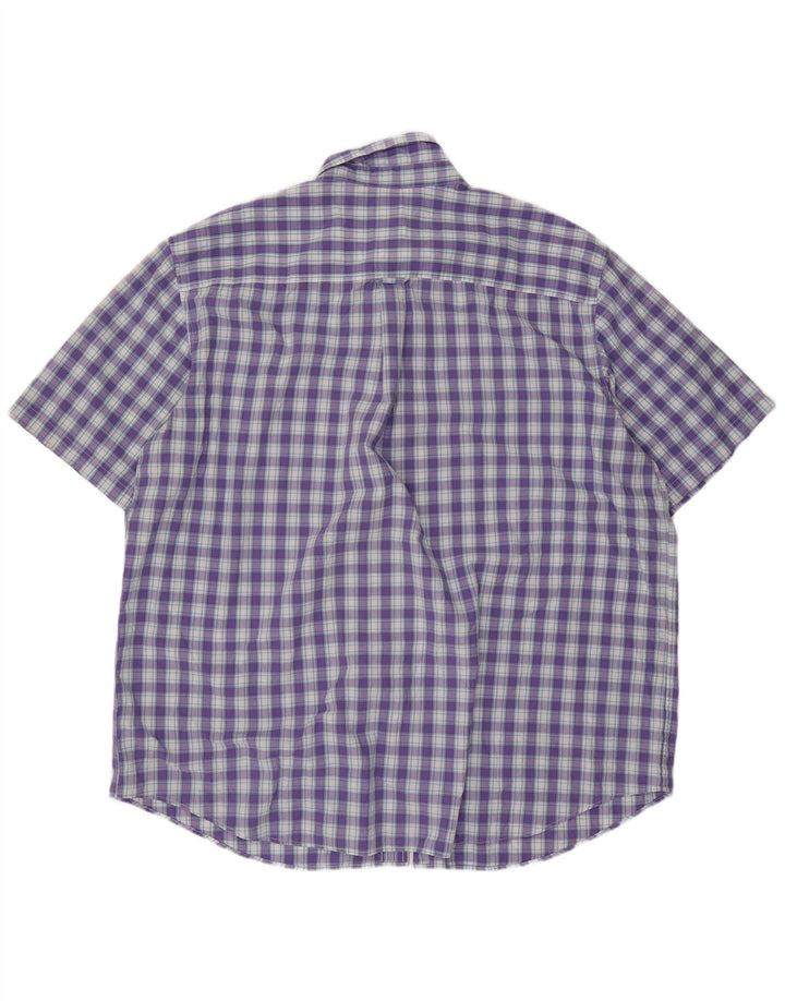 Chaps Mens Tall Short Sleeve Shirt 3XL Purple Check Cotton