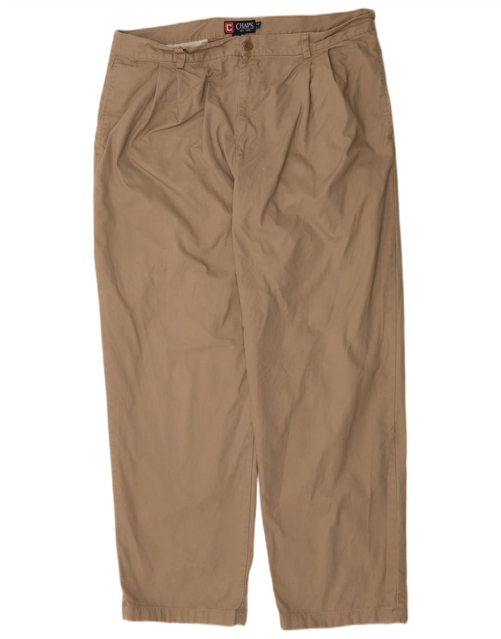 CHAPS Mens Straight Chino Trousers W40 L32 Beige Cotton Classic