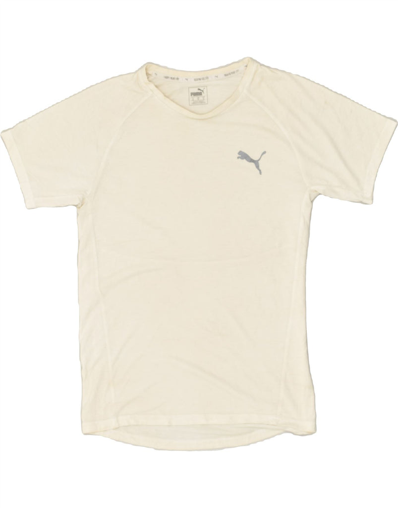 PUMA Mens T-Shirt Top Medium Off White | Vintage Puma | Thrift | Second-Hand Puma | Used Clothing | Messina Hembry 