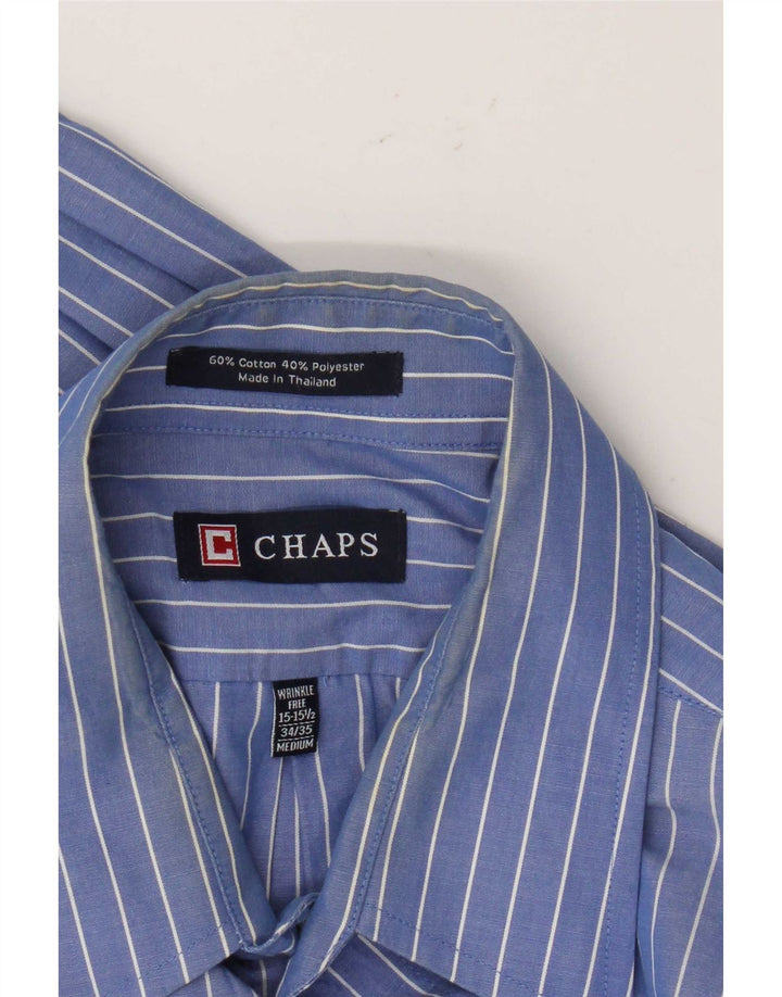 Chaps Mens Shirt Size 15 1/2 Medium Blue Pinstripe Cotton