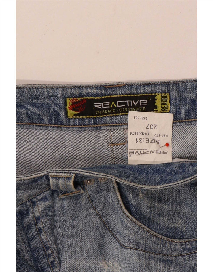 Vintage Womens Distressed Mini Denim Skirt W31 Medium Blue Cotton