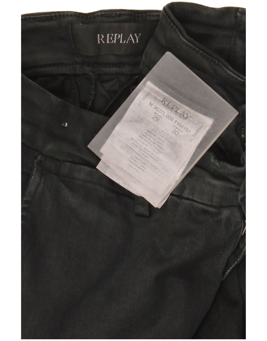 Replay Mens Zeumar Slim Jeans W29 L30 Black Cotton