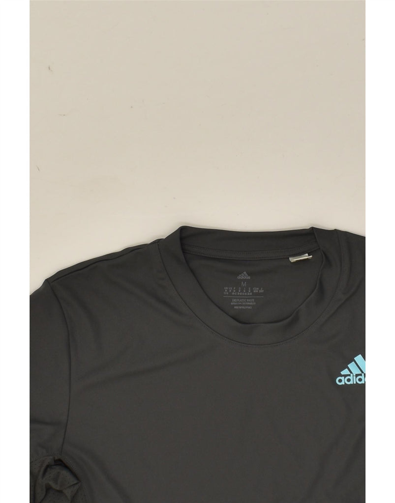 ADIDAS Womens T-Shirt Top UK 12/14 Medium Grey Polyester | Vintage Adidas | Thrift | Second-Hand Adidas | Used Clothing | Messina Hembry 