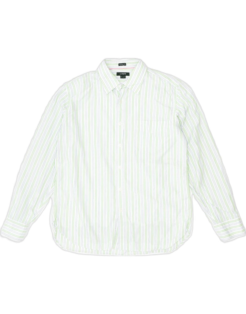 J. CREW Mens Tailored Fit Tailored Fit Shirt Medium Green Striped Cotton | Vintage | Thrift | Second-Hand | Used Clothing | Messina Hembry 