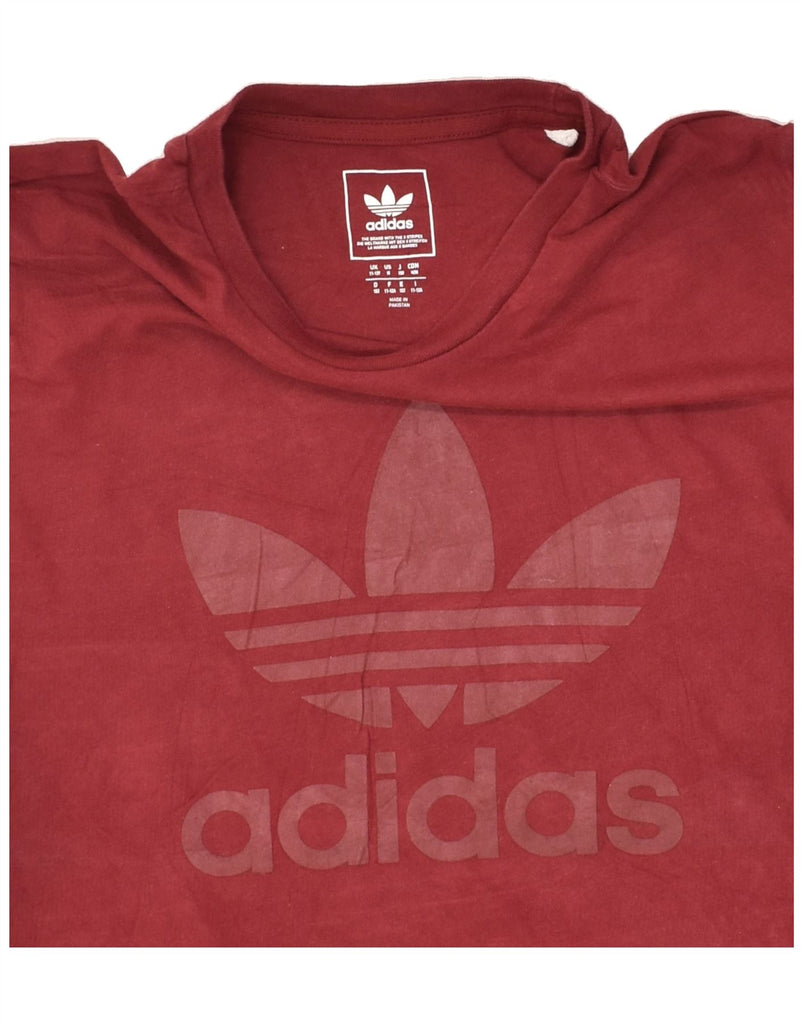 ADIDAS Boys Graphic T-Shirt Top 11-12 Years Burgundy Cotton | Vintage Adidas | Thrift | Second-Hand Adidas | Used Clothing | Messina Hembry 