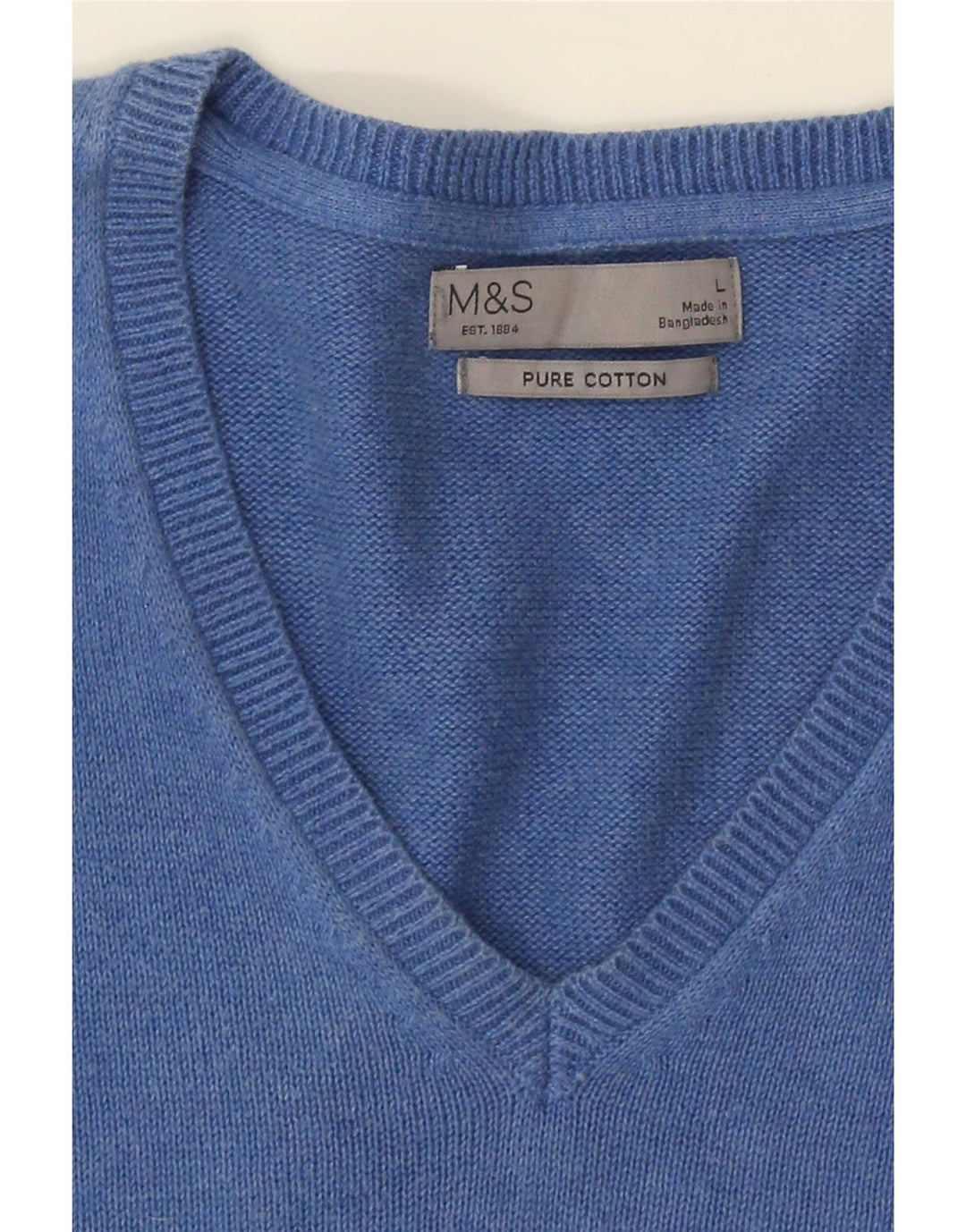 Marks & Spencer Mens V-Neck Jumper Sweater Large Blue
