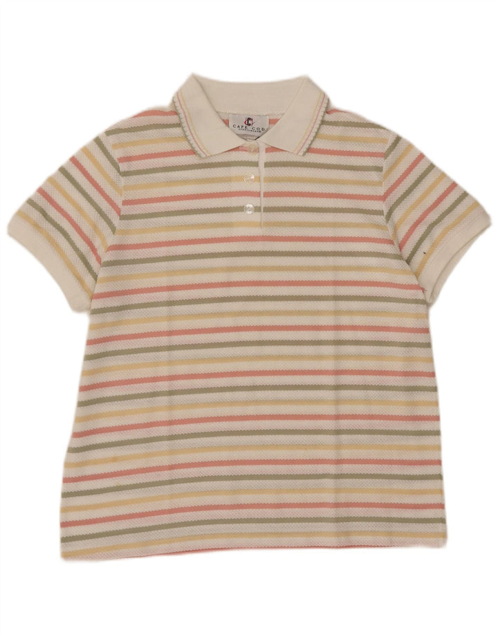 Vintage Womens Polo Neck Jumper Sweater UK 14 Medium Multicoloured Striped