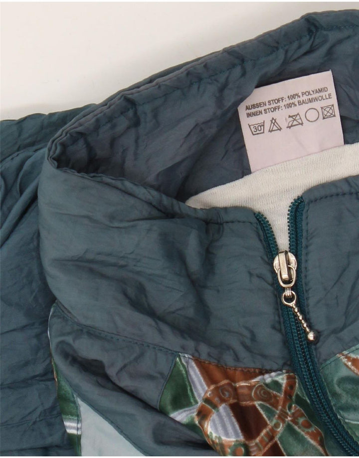 Vintage Mens Tracksuit Top Jacket Medium Blue Geometric Polyamide