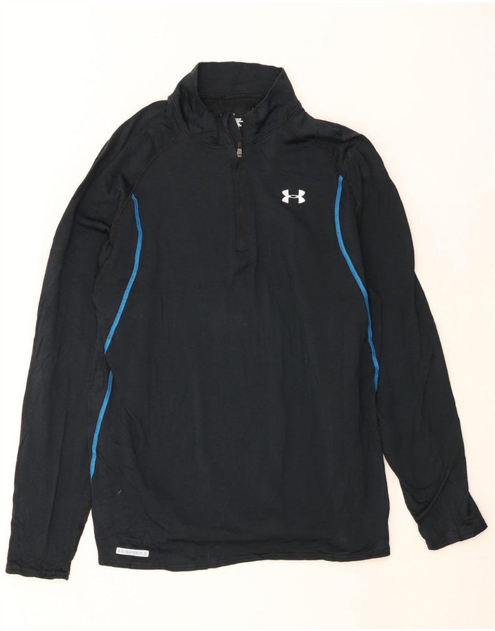 UNDER ARMOUR Womens Zip Neck Pullover Tracksuit Top UK 16 Large Black Vintage Under Armour and Second-Hand Under Armour from Messina Hembry 