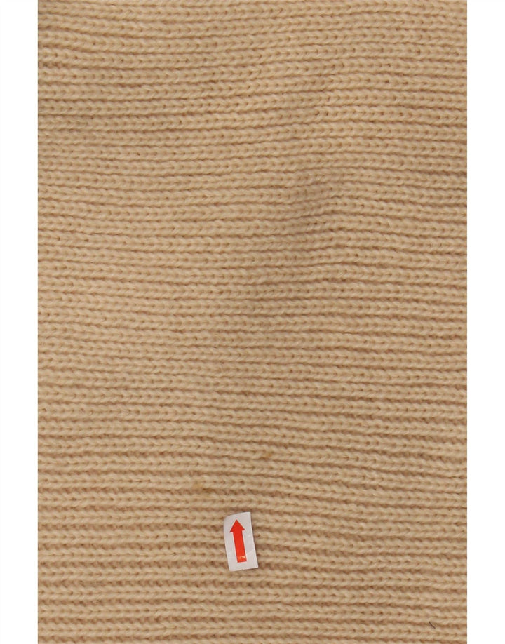 VINTAGE Womens Roll Neck Jumper Sweater UK 12 Medium Beige Striped Acrylic