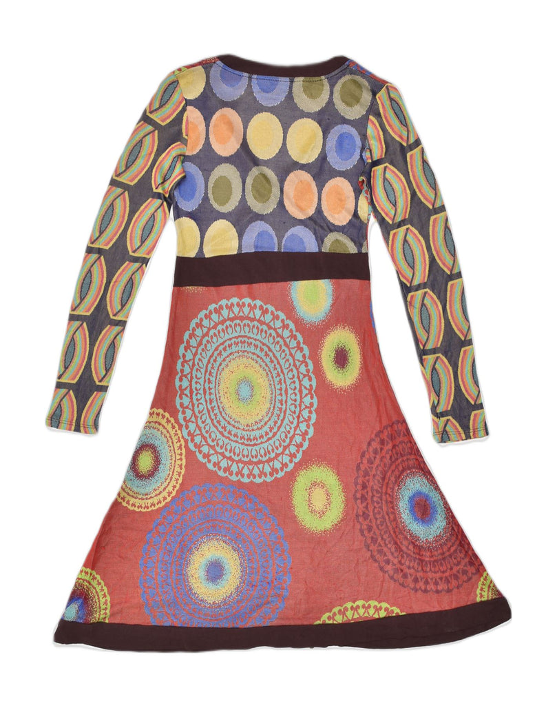 DESIGUAL Womens Long Sleeve A-Line Dress UK 10 Small Multicoloured | Vintage Desigual | Thrift | Second-Hand Desigual | Used Clothing | Messina Hembry 