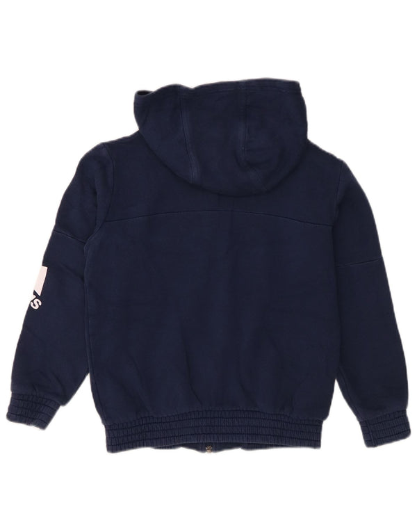 Adidas Boys Graphic Zip Hoodie Sweater 9-10 Years Navy Blue Cotton