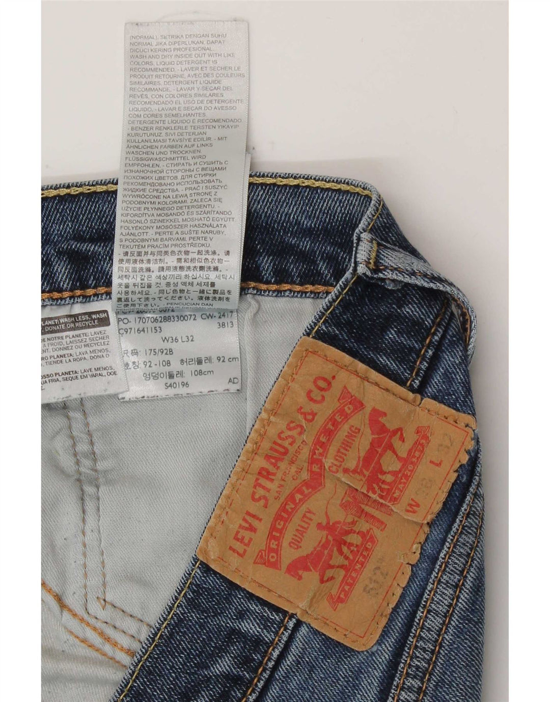 Levi's Mens 512 Tapered Slim Jeans W36 L27 Blue Cotton