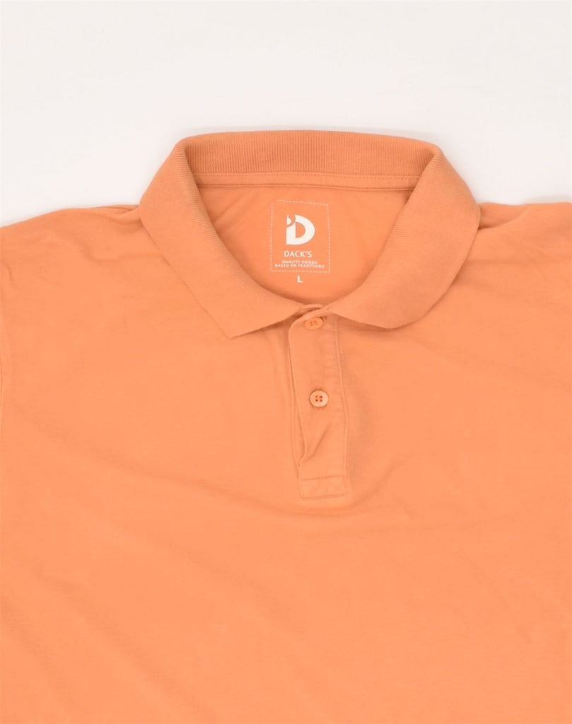 DACK'S Mens Polo Shirt Large Orange Cotton | Vintage Dack's | Thrift | Second-Hand Dack's | Used Clothing | Messina Hembry 