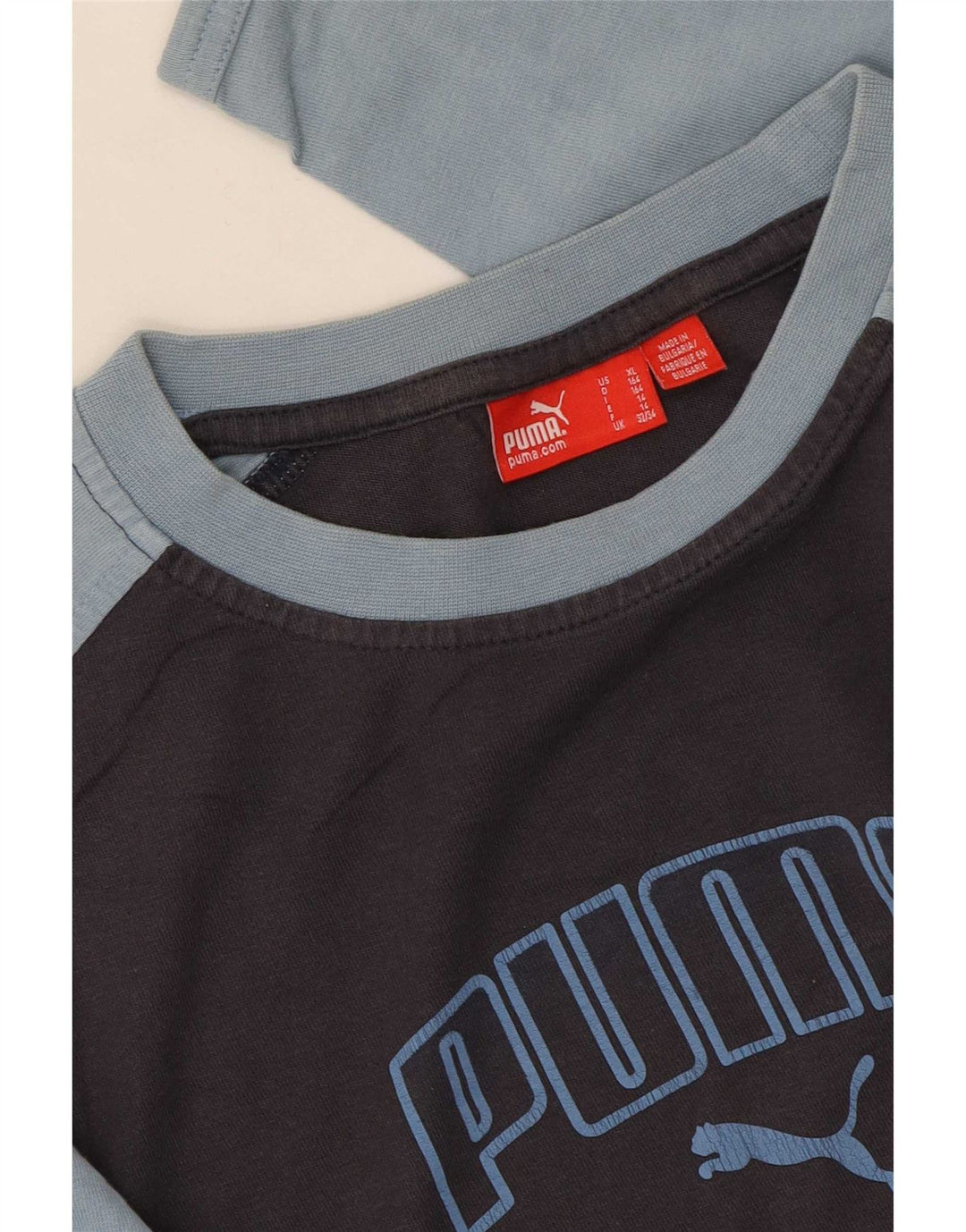Puma Boys Graphic Top Long Sleeve 13-14 Years Grey Colourblock Cotton