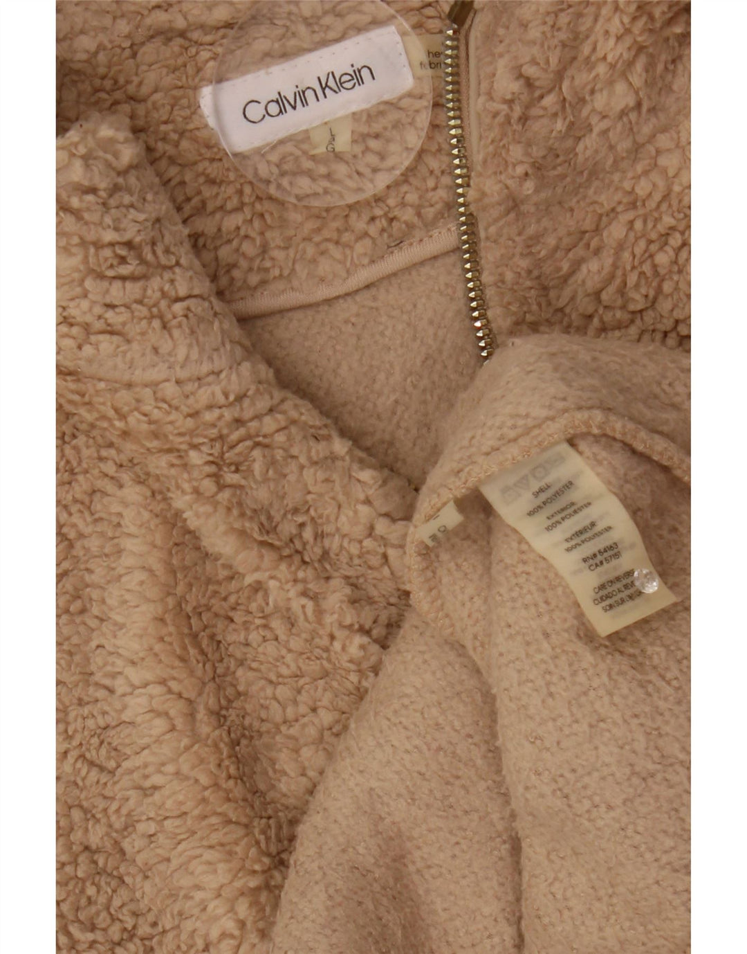 Calvin Klein Womens Fleece Gilet UK 16 Large Beige Polyester