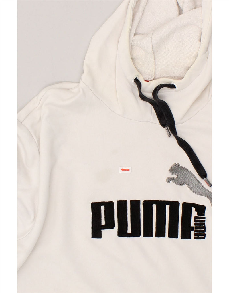 PUMA Mens Graphic Hoodie Jumper Large White Cotton Vintage Puma and Second-Hand Puma from Messina Hembry 