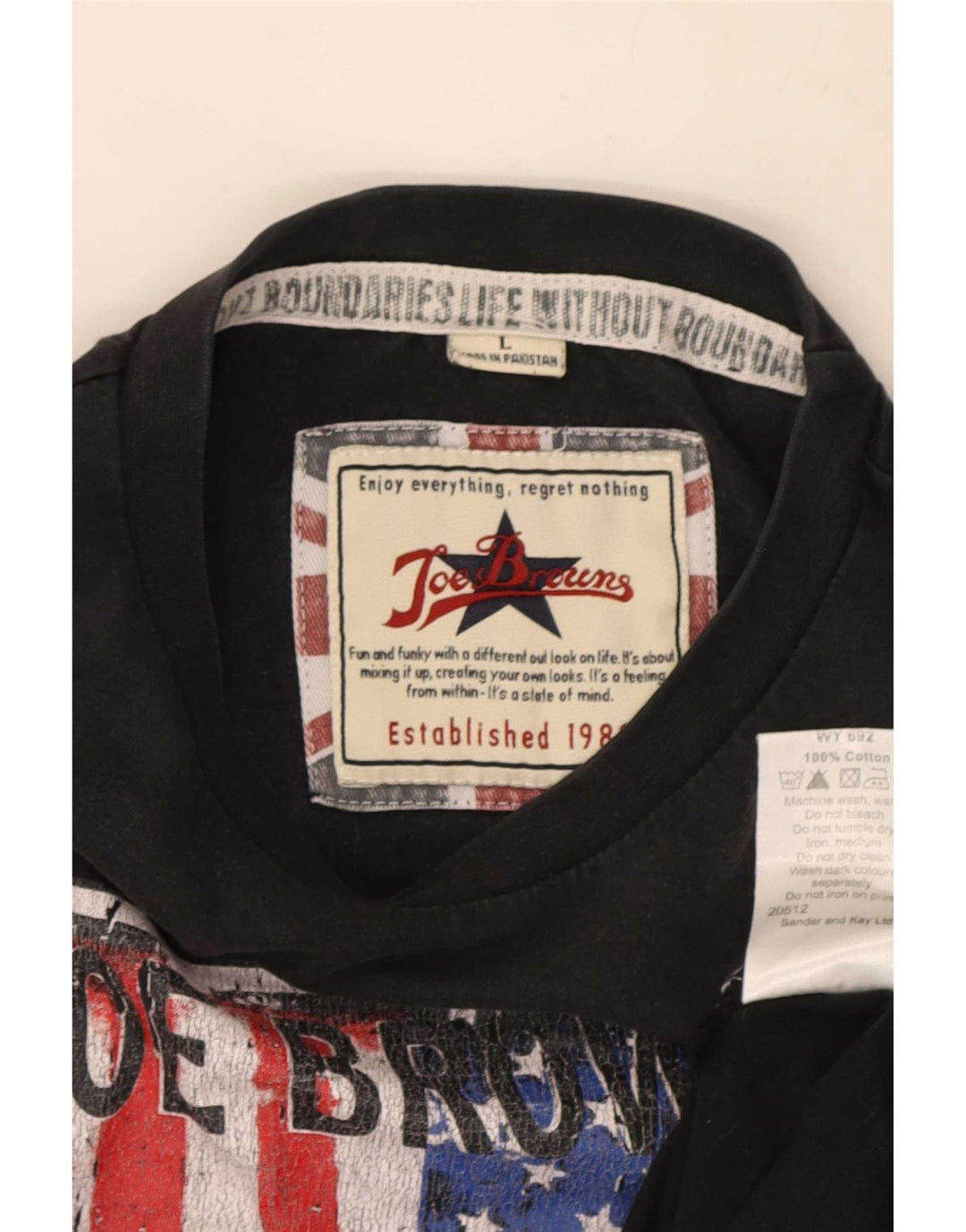 Joe Browns Mens Graphic T-Shirt Top Large Black Cotton