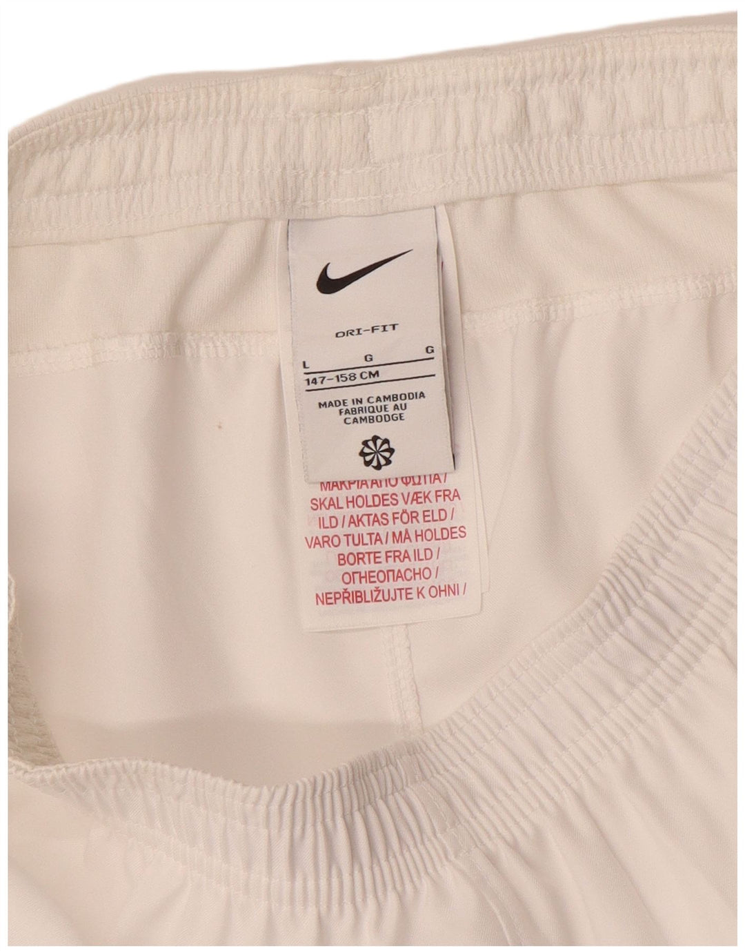 NIKE Boys Dri Fit Sport Shorts 12-13 Years Large White Polyester