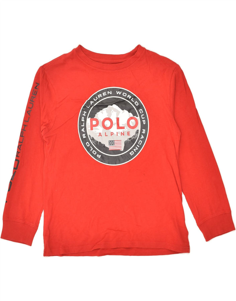 POLO RALPH LAUREN Boys Graphic Top Long Sleeve 10-11 Years Medium  Red | Vintage Polo Ralph Lauren | Thrift | Second-Hand Polo Ralph Lauren | Used Clothing | Messina Hembry 