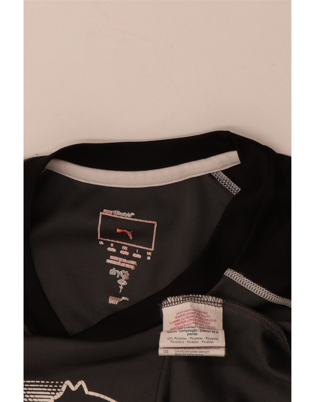 PUMA Mens Graphic T-Shirt Top Medium Grey Colourblock Polyester