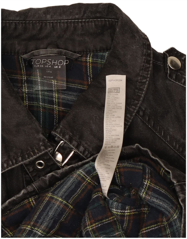 Topshop Womens Denim Jacket UK 8 Small Black Polyacrylic