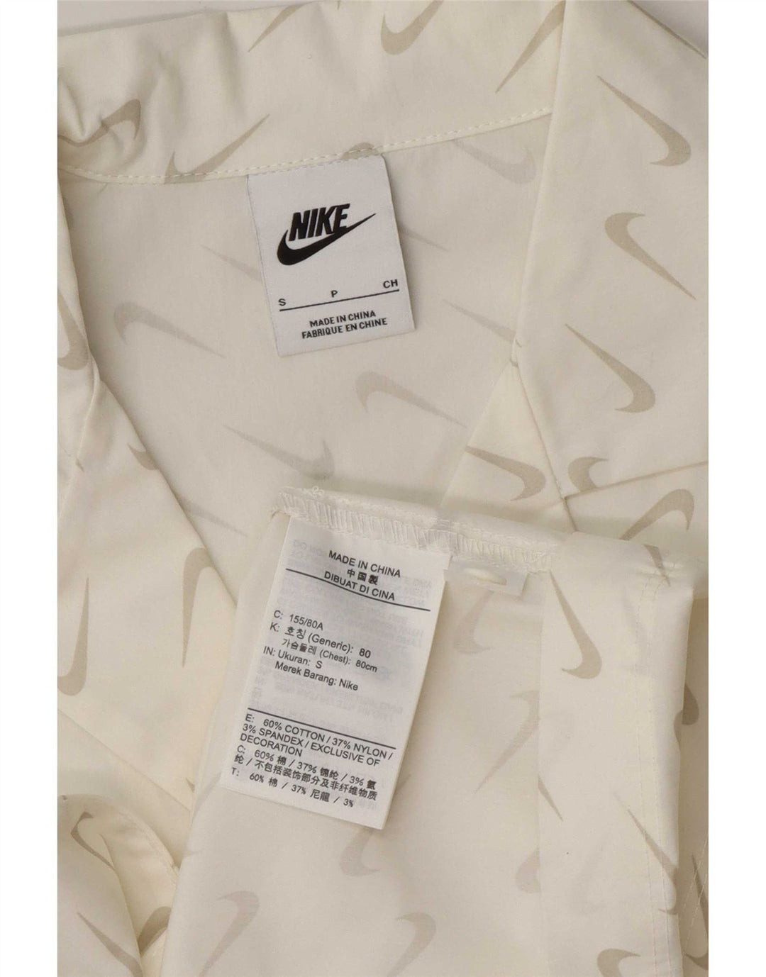 Nike Womens Graphic Short Sleeve Shirt UK 10 Small White Cotton