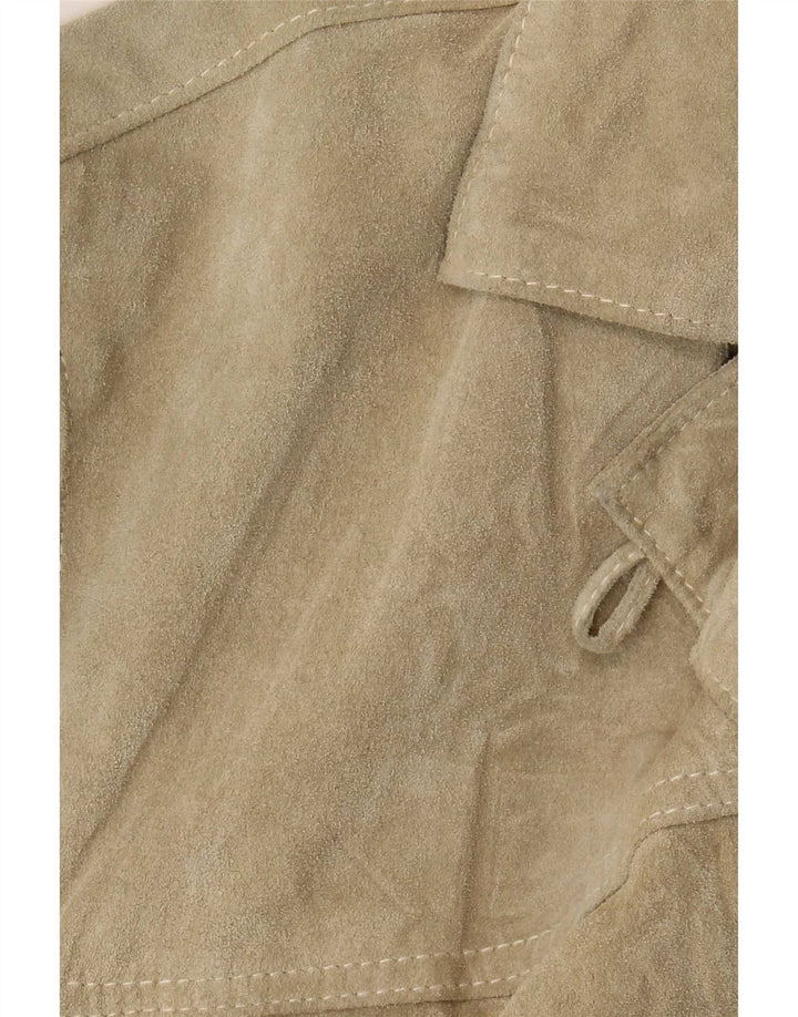 Rossodisera Womens Oversized Suede Jacket UK 14 Medium Beige Leather