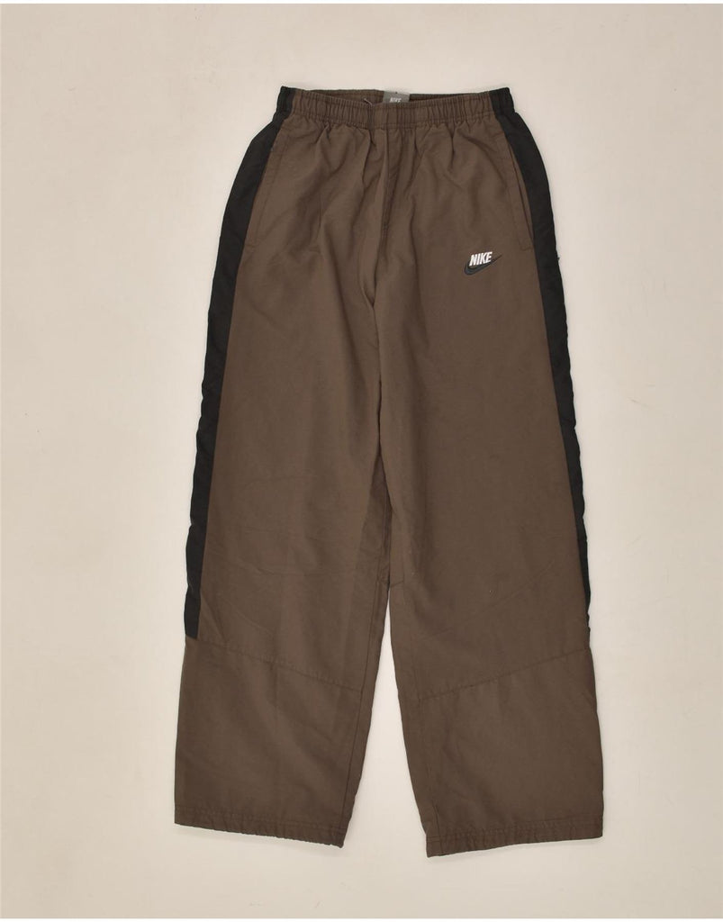 NIKE Boys Graphic Tracksuit Trousers 12-13 Years Large Brown Polyester | Vintage Nike | Thrift | Second-Hand Nike | Used Clothing | Messina Hembry 