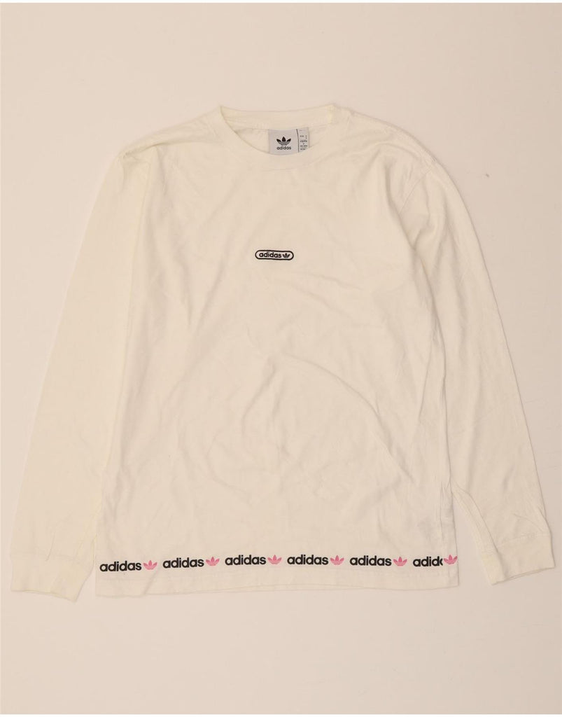 ADIDAS Mens Graphic Top Long Sleeve Medium White Cotton Vintage Adidas and Second-Hand Adidas from Messina Hembry 