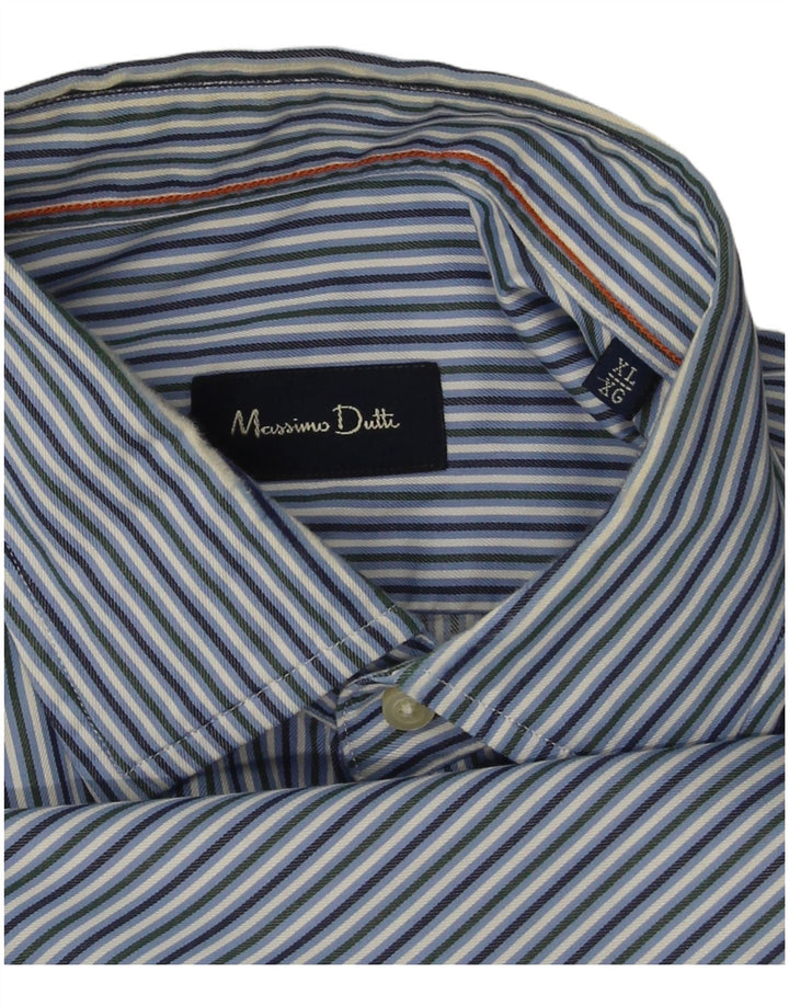 Massimo Dutti Mens Shirt XL Blue Pinstripe