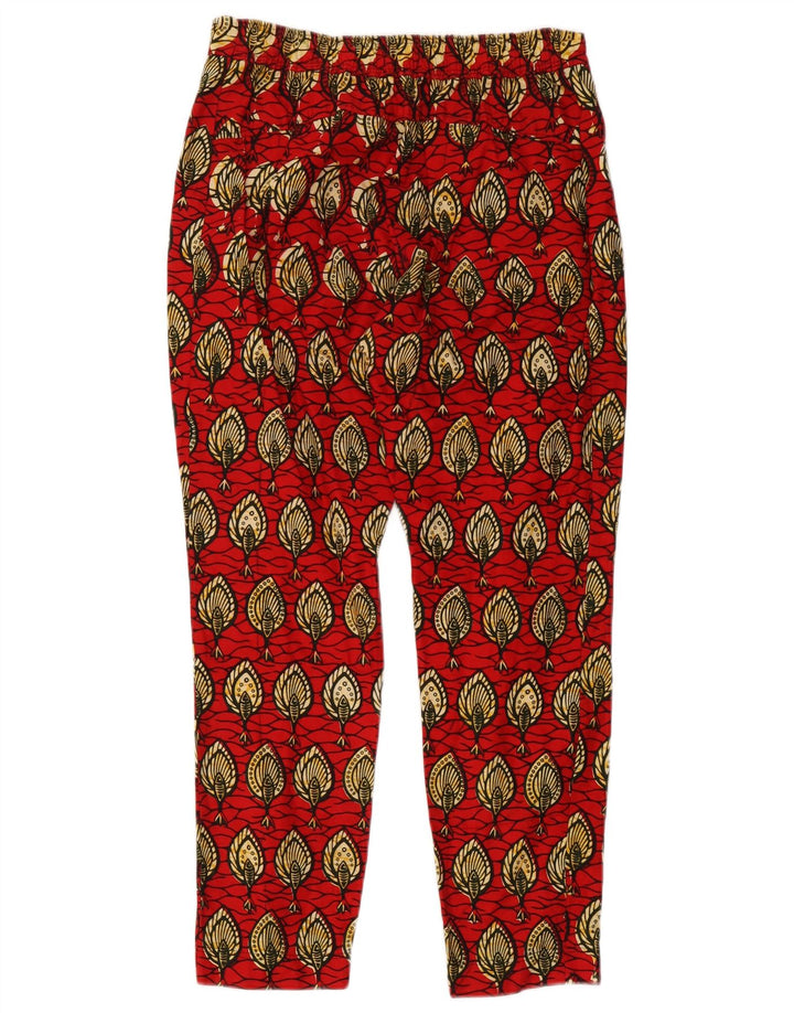Mayamiko Womens Abstract Pattern Cropped Trousers US 8 Medium W30 L26 Red